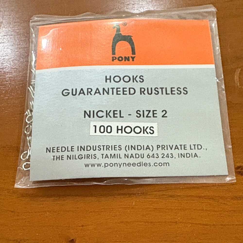Pony Rustless Nickel Hooks - 100 Pack. New sealed pack. 3 packs of 100 each.